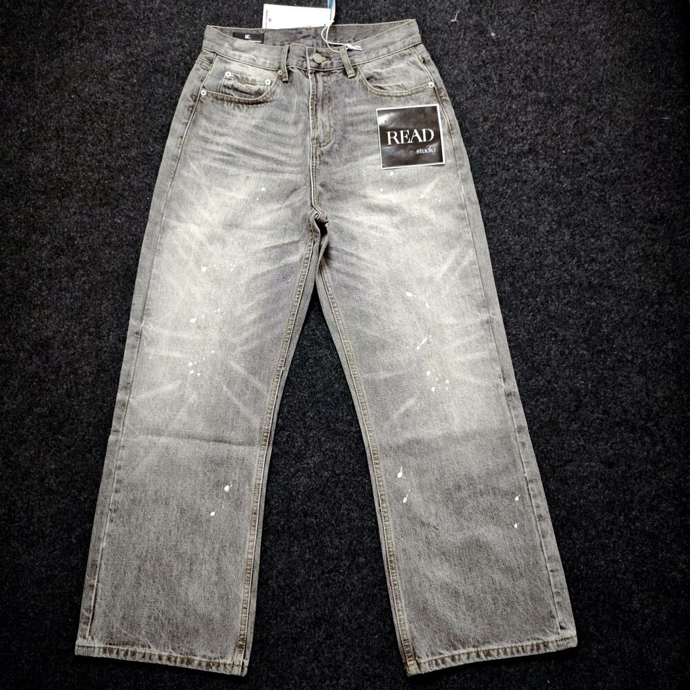 Vintage Whisker Faded Wideleg Baggy Denim Gray Jeans size 32
